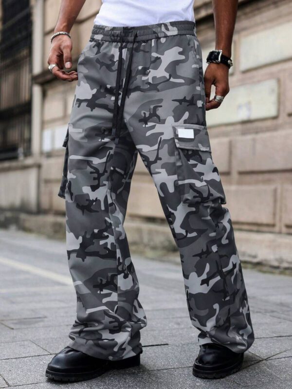 Manfinity Streetrush Pantalon cargo camouflage ample homme, pantalon cargo camouflage, pantalon ample décontracté – Image 3