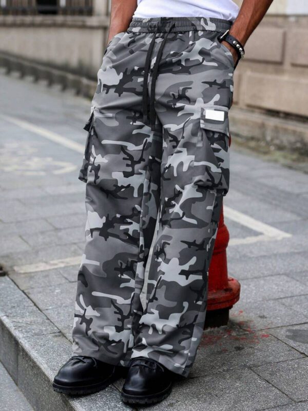 Manfinity Streetrush Pantalon cargo camouflage ample homme, pantalon cargo camouflage, pantalon ample décontracté – Image 5