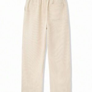 Manfinity Hypemode Pantalon ample en velours côtelé avec poches pour hommes, pantalon casual à cordon de serrage à la taille et jambes larges