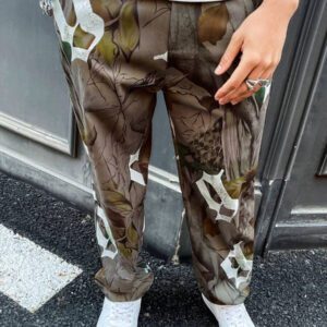 Manfinity Streetrush Pantalon de rue pour hommes avec imprimé d'arbre et de lettre, pantalon de rue confortable pour toutes les saisons, pantalon large, pour maris, cadeaux pour petits amis