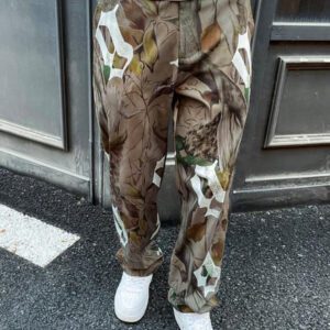 Manfinity Streetrush Pantalon de rue pour hommes avec imprimé d'arbre et de lettre, pantalon de rue confortable pour toutes les saisons, pantalon large, pour maris, cadeaux pour petits amis
