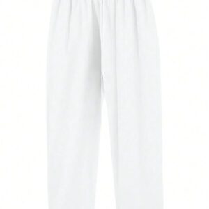 Homme Pantalon Droit À Applique Lettre À Cordon