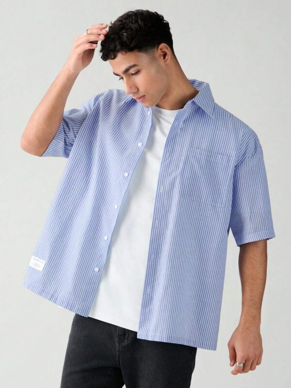 SWAVVY Chemise à manches courtes rayée décontractée tissée, minimaliste et , adaptée pour l'été – Image 28