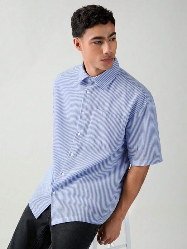 SWAVVY Chemise à manches courtes rayée décontractée tissée, minimaliste et , adaptée pour l'été – Image 31