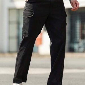 Manfinity Homme Pantalon casual minimaliste pour homme, couleur unie avec poche, pour un usage quotidien