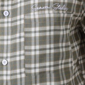 SUMWON Chemise slim ajustée classique à boutons col châle. Carreaux d'été et de printemps. Vêtement casual de bureau, manches courtes, respirante. Chemise de travail à carreaux professionnelle et décontractée