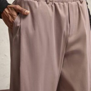 AKNOTIC Business Casual Pantalon casual ample à jambe droite pour hommes avec cordon de serrage à la taille, en tissu rose tressé, convient pour un port quotidien