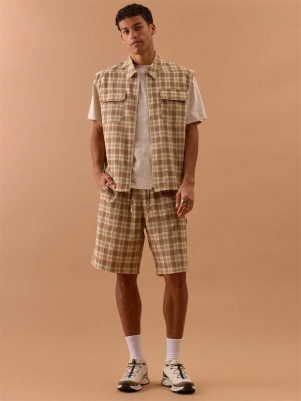Musero Chemise sans manches à zip avec motif à carreaux, printemps, été, vacances – Image 6