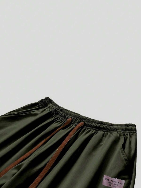 Pantalon pour hommes à taille avec cordon de serrage, poches inclinées, couleur unie, coupe décontractée – Image 26