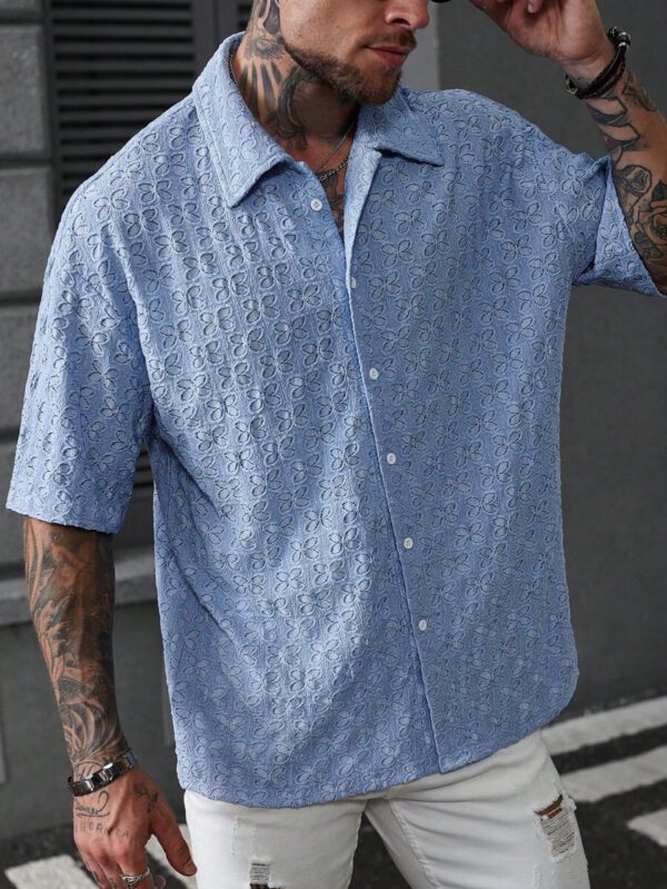 Manfinity RSRT Chemise décontractée à manches courtes, boutonnage devant, couleur unie, pour l'été – Image 2