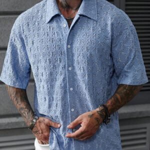 Manfinity RSRT Chemise décontractée à manches courtes, boutonnage devant, couleur unie, pour l'été