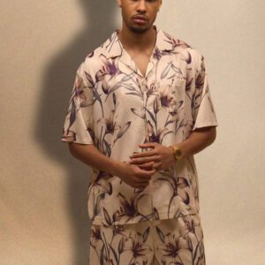 Musero Chemise style de rue premium à col Revere imprimé floral boxé, uniquement pour les vacances d'été
