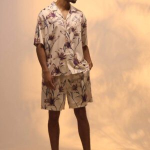 Musero Chemise style de rue premium à col Revere imprimé floral boxé, uniquement pour les vacances d'été