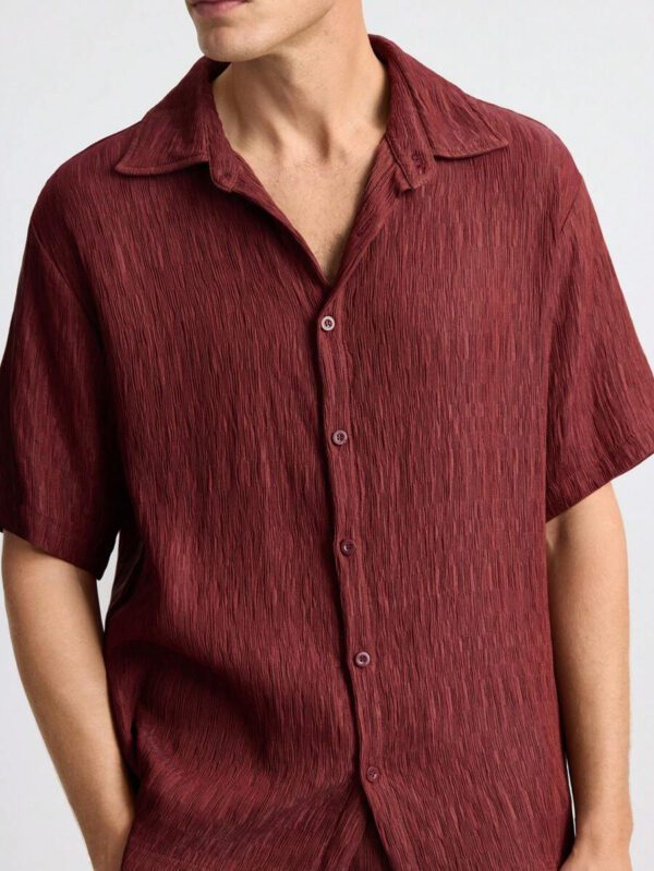 Ontre Chemise décontractée ample à manches courtes et boutonnage simple en couleur unie pour hommes, vêtement casual pour hommes, chemise pour jeunes, convient pour les festivals de musique, les fêtes, les vacances et le port quotidien – Image 5