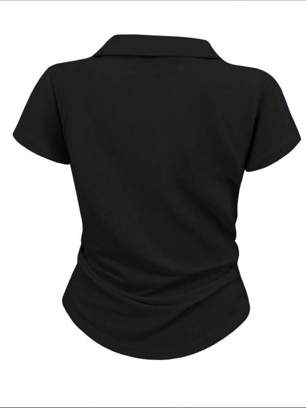 SHEIN Women's Summer Casual Contrast Color Splicing Ruched T-Shirt – Image 10