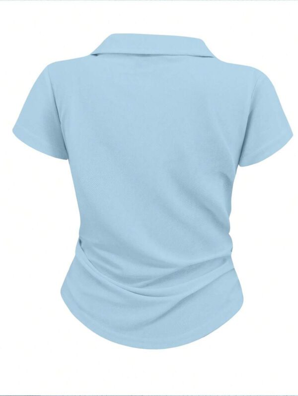 SHEIN Women's Summer Casual Contrast Color Splicing Ruched T-Shirt – Image 15