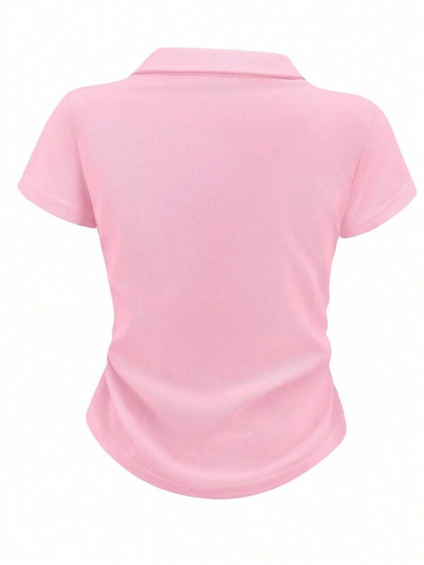 SHEIN Women's Summer Casual Contrast Color Splicing Ruched T-Shirt – Image 49