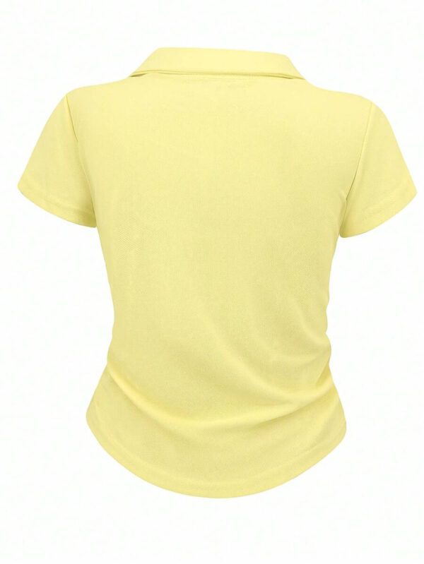 SHEIN Women's Summer Casual Contrast Color Splicing Ruched T-Shirt – Image 54