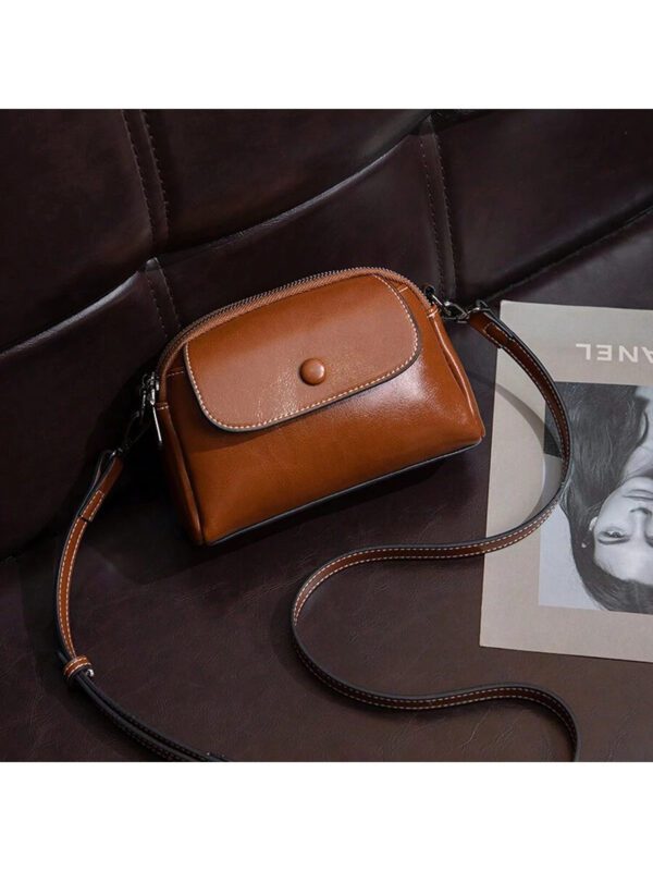 Multi-Layer Mini Crossbody Bag, Fashionable PU Leather Shoulder Bag, Women Vintage Handbag And Wallet – Image 6
