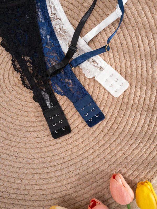 3pcs Women Solid Color Lace Thin Cup Underwire Comfortable Lingerie Bras – Image 8