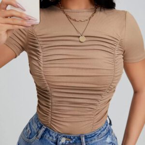 SHEIN SXY T-shirt moulant unicolore à ruché