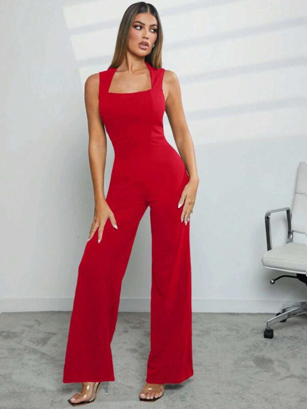 Hauture Combinaison élégante sans manches à jambes larges avec zip pour la Saint-Valentin – Image 13