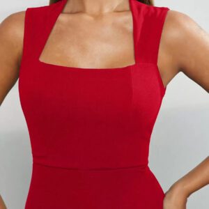 Hauture Combinaison élégante sans manches à jambes larges avec zip pour la Saint-Valentin