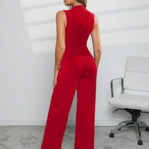Hauture Combinaison élégante sans manches à jambes larges avec zip pour la Saint-Valentin