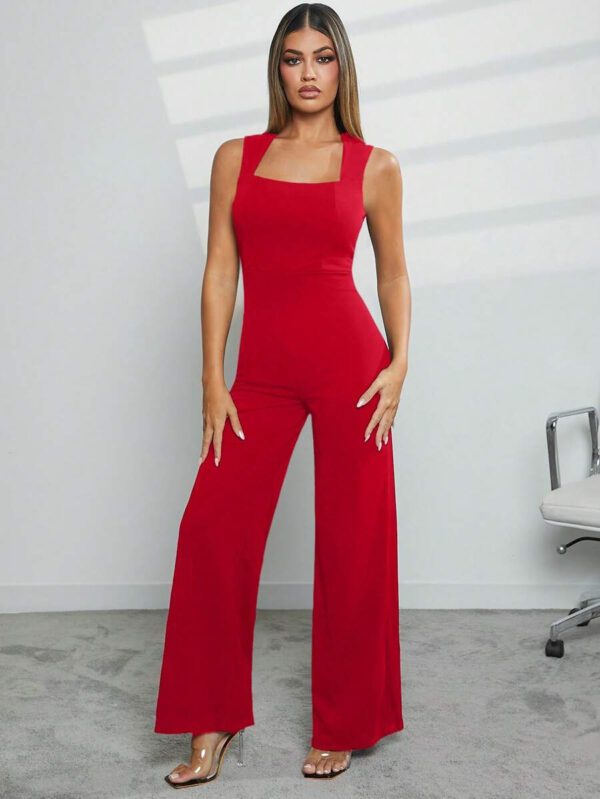 Hauture Combinaison élégante sans manches à jambes larges avec zip pour la Saint-Valentin – Image 17