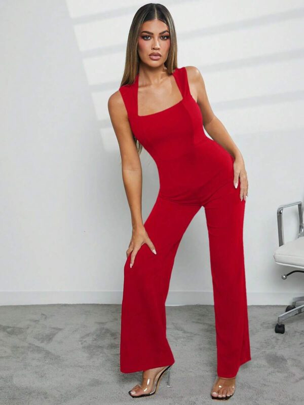 Hauture Combinaison élégante sans manches à jambes larges avec zip pour la Saint-Valentin – Image 18