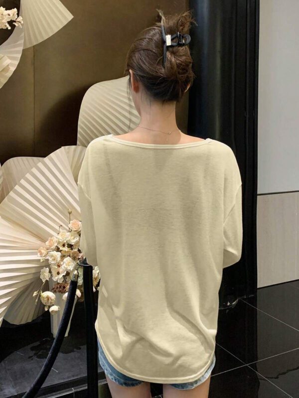DAZY T-shirt à manches longues pour femmes, style décontracté polyvalent, de couleur unie et simple – Image 11