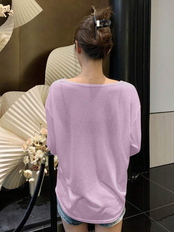 DAZY T-shirt à manches longues pour femmes, style décontracté polyvalent, de couleur unie et simple – Image 16