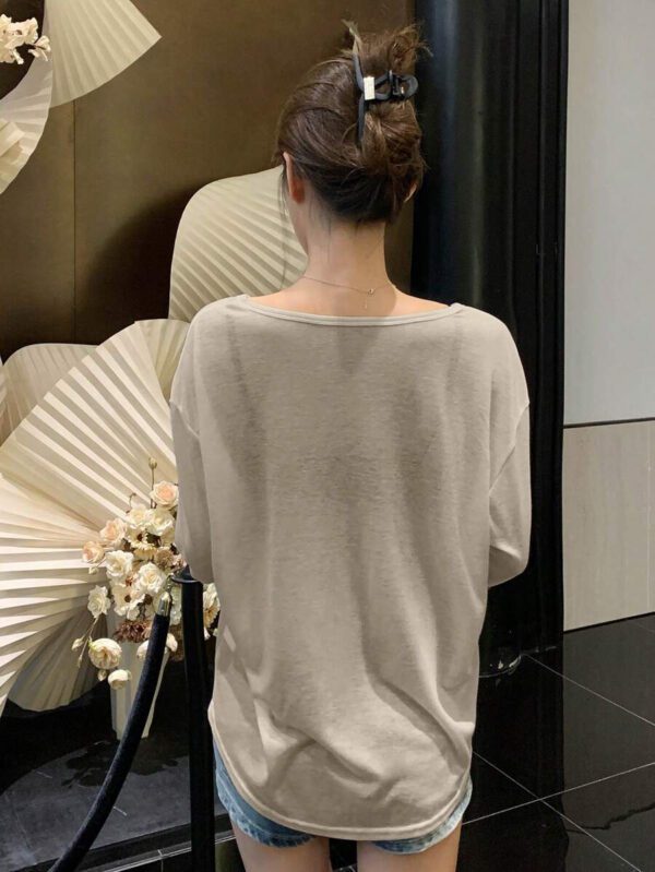 DAZY T-shirt à manches longues pour femmes, style décontracté polyvalent, de couleur unie et simple – Image 33