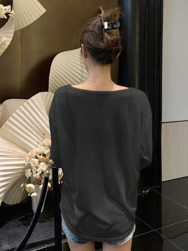 DAZY T-shirt à manches longues pour femmes, style décontracté polyvalent, de couleur unie et simple – Image 43