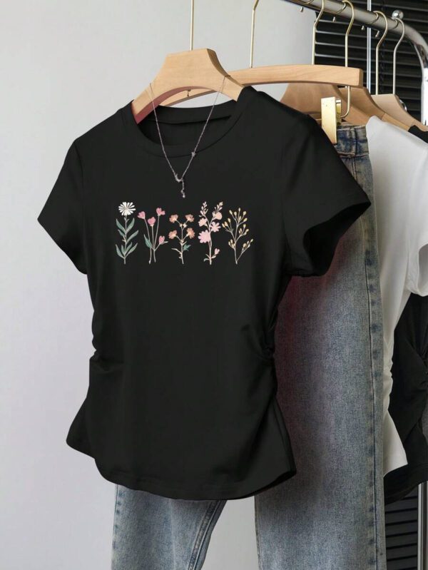 INAWLY T-shirt femme à manches courtes de couleur unie, design minimaliste pour un port casual quotidien – Image 8