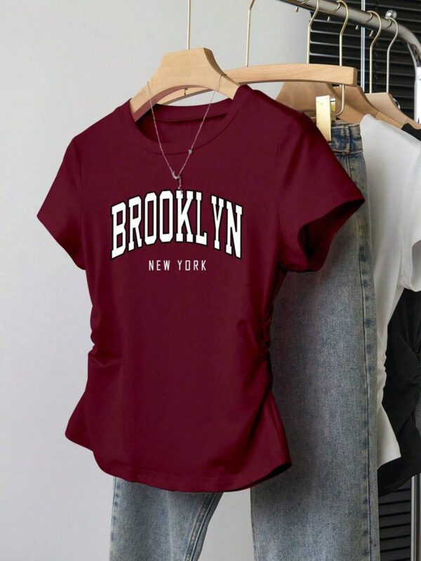 INAWLY T-shirt femme à manches courtes de couleur unie, design minimaliste pour un port casual quotidien – Image 29