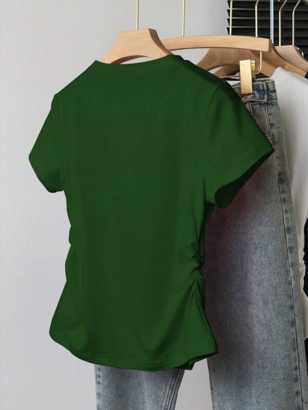 INAWLY T-shirt femme à manches courtes de couleur unie, design minimaliste pour un port casual quotidien – Image 41