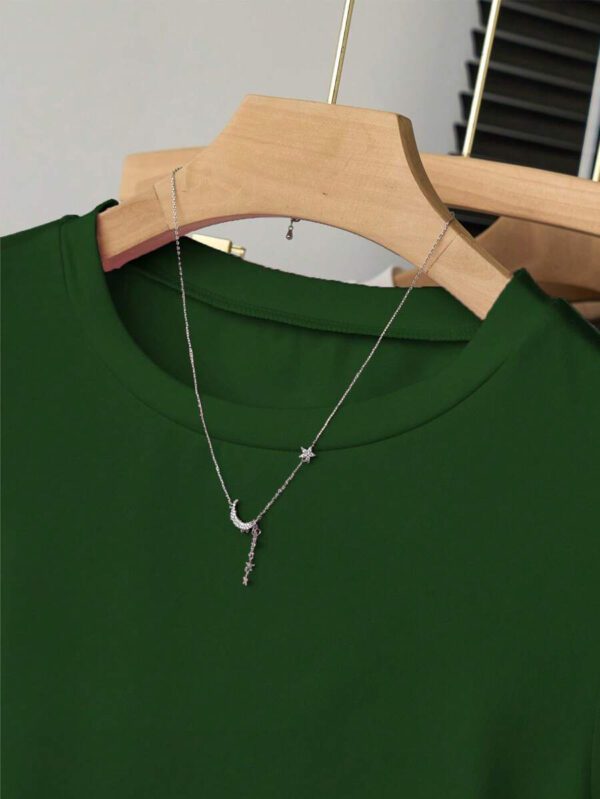INAWLY T-shirt femme à manches courtes de couleur unie, design minimaliste pour un port casual quotidien – Image 45