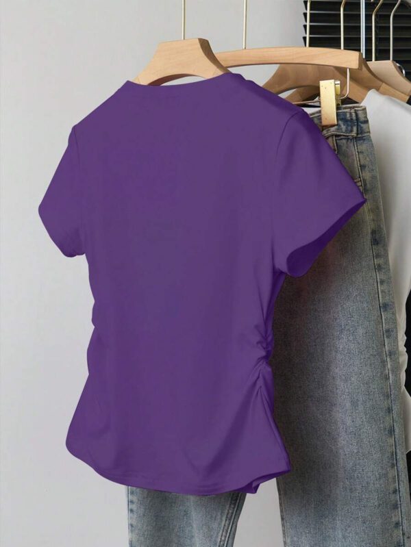 INAWLY T-shirt femme à manches courtes de couleur unie, design minimaliste pour un port casual quotidien – Image 47