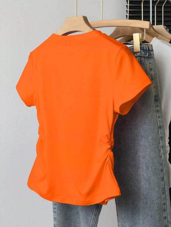 INAWLY T-shirt femme à manches courtes de couleur unie, design minimaliste pour un port casual quotidien – Image 53