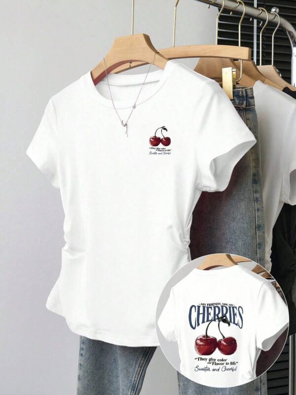 INAWLY T-shirt femme à manches courtes de couleur unie, design minimaliste pour un port casual quotidien – Image 64