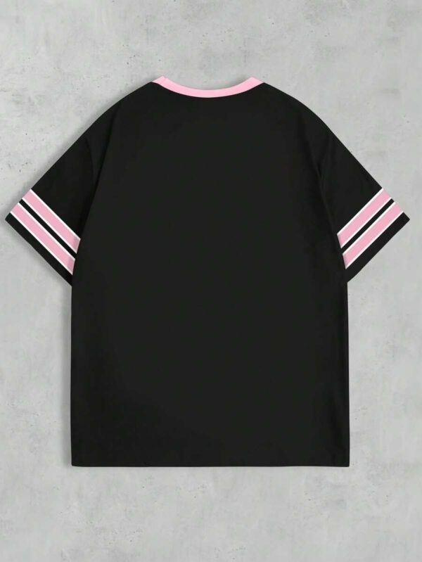SHEIN T-shirt Femme Style Collège Sports Style Lettre Combinée Numérique Rétro Pois Sens de la Rue Décontracté – Image 3