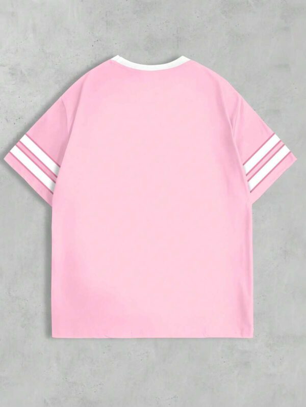 SHEIN T-shirt Femme Style Collège Sports Style Lettre Combinée Numérique Rétro Pois Sens de la Rue Décontracté – Image 21