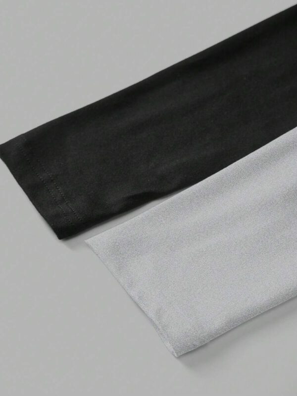 SHEIN EZwear 2 pièces/set T-shirt décontracté à manches longues et col carré moulant pour femme, adapté pour l'été – Image 25