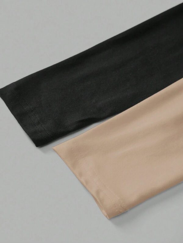 SHEIN EZwear 2 pièces/set T-shirt décontracté à manches longues et col carré moulant pour femme, adapté pour l'été – Image 57