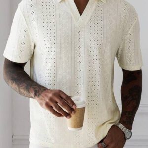 Manfinity Homme Chemise Polo casual/de travail à manches courtes et unie pour hommes