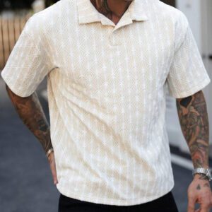 Manfinity Homme Chemise polo casual et de déplacement à manches courtes avec imprimé intégral pour hommes