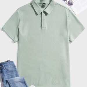 SWAVVY Polo à manches courtes côtelé ajusté décontracté pour homme, convient pour le port quotidien