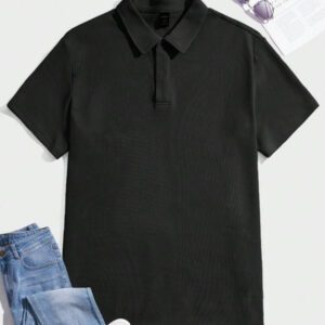 SWAVVY Polo à manches courtes côtelé ajusté décontracté pour homme, convient pour le port quotidien
