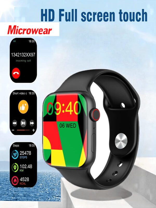 Microwear Montre connectÃ©e de 2,07 pouces avec Ã©cran tactile, pour hommes et femmes compatible avec les tÃ©lÃ©phones Android et iOS. Moniteur de frÃ©quence cardiaque, suivi de l'oxygÃ¨ne dans le sang, moniteur de sommeil, tracker de fitness Ã©tanche IP68, argent â€“ Image 2